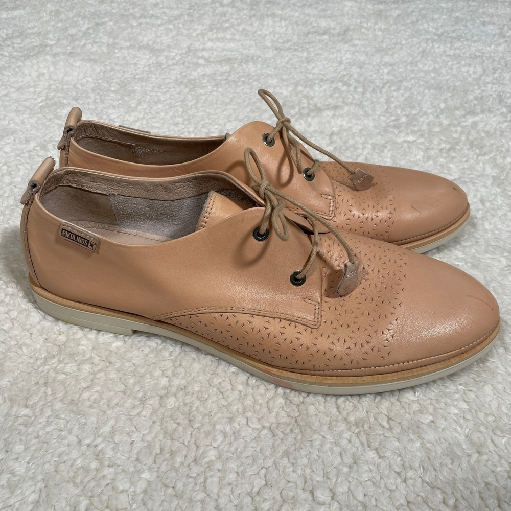 Pikolinos Santorini Oxford Flats Nude Leather Perforated Tassels Twee 42 US 12 - Picture 5 of 10